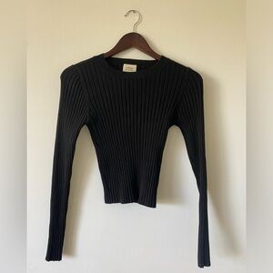 Wilfred Black Cropped Ribbed Sweater